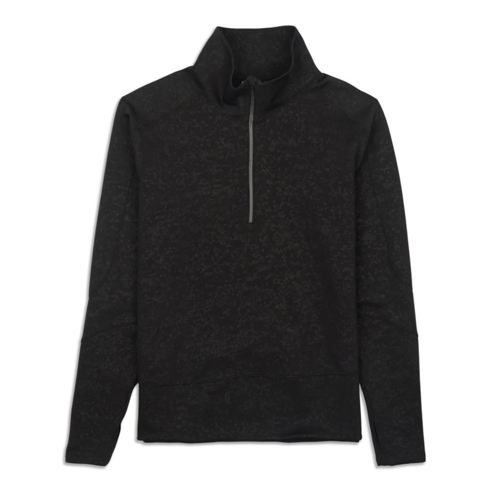 Lululemon Run to Reset 1/2 Zip - size Large - Speckle Emboss Black
